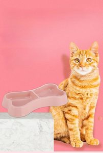 Bone Shaped Waterproof Portable Pet Double Bowl in Macaron & Bright Colors Plastic for Dogs & <b>Cats</b> - Product Image 6