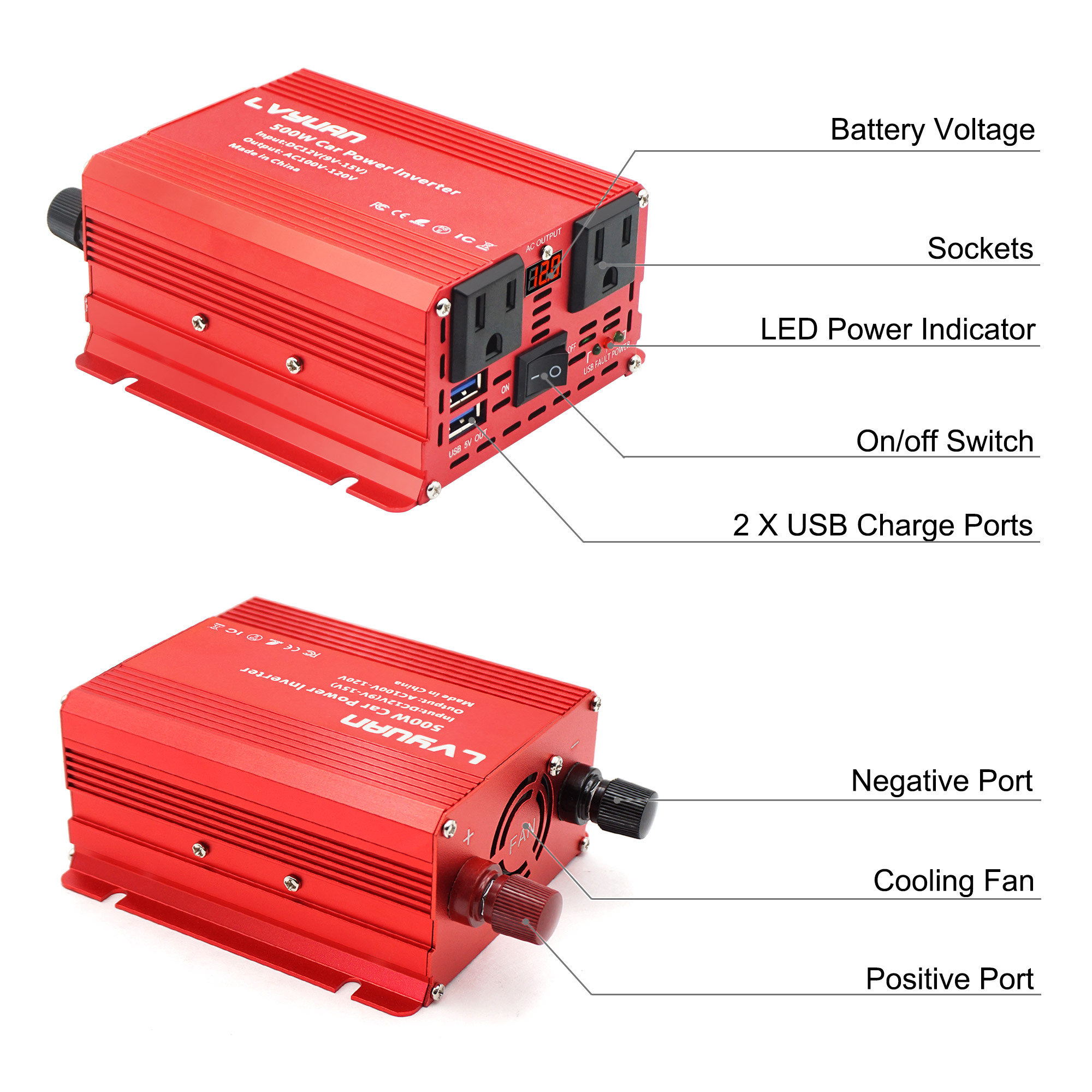 Home Use Solar Power Inverter 350W 500Watt Mini Inverter 12V 110V Power Inverter Car 24 Volts Converter · image 5