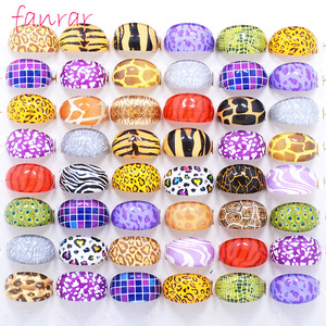 Cincin plastik Resin, perhiasan wanita pola macan tutul ungu, <span class=keywords><strong>Pink</strong></span> warna-warni 2024 - Product Image 1