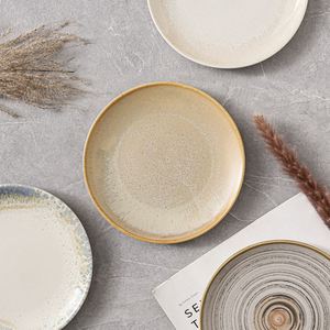 Round Shaped <b>Ceramic</b> Serving <b>Plates</b> Vintage Salad Dessert Snack <b>Plate</b> Restaurant Tableware Porcelain Steak Pasta Sushi <b>Plate</b> - Product Image 4