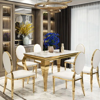Acryl Ess-Set 6 Stühle Holz Holz Restaurant Hochzeit Runde Möbel Küche Top Esszimmer Marmor Bankett Tisch