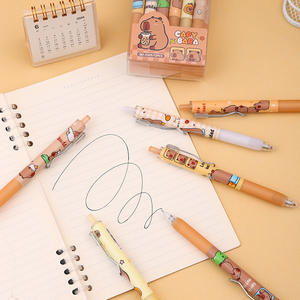 Kawaii Capivara Roller Ball Pen Cartoon Anime Papelaria Capivara 0.5MM Preto Estudante Uso Caneta Gel - Product Image 6