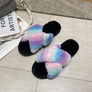 Nouvelle mode femmes pantoufles intérieur maison Simple sandales <span class=keywords><strong>semelle</strong></span> épaisse doux fourrure floue moelleux diapositives en peluche pantoufle pour les femmes pantuflas - Product Image 3