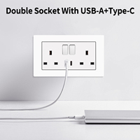Prise murale commutée Touchmi 146 Type UK 13A avec port USB de charge rapide, prises électriques