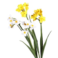 Bunga Sutra Kuning Daffodil Frangipani Buatan - Tangkai Tunggal Empat Bunga Daffodil Kecil untuk Dekorasi Vas Rangkaian Bunga Pernikahan