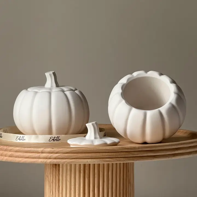 Wholesale matte glossy ideal present ceramic pumpkin jars for candles
