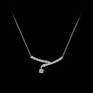 Collar de Plata de Ley S925 con Barra <span class=keywords><strong>Curva</strong></span> y Moissanita para Mujer, Joyería Brillante para Fiesta, Boda, Aniversario - Product Image 2