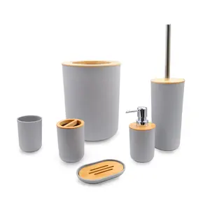 卫生间水槽竹子塑料配件卫浴套装6件