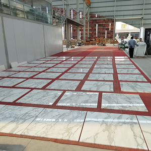 กระเบื้องหินอ่อนขัดเงาคุณภาพสูง Calacatta White OEM/ODM สำหรับขายส่ง ทนทาน กันน้ำ เหมาะสำหรับตกแต่งภายในห้องนั่งเล่น โรงแรม - Product Image 3