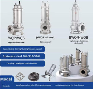 Pompe submersible anti-colmatage en acier inoxydable pour eaux usées avec fonctions de découpe et d'agitation, antidéflagrante, fabriquée en Chine - Product Image 3