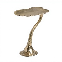 Table console en laiton faite à la main avec base sur piédestal, design éclectique, finition antique, meubles de salon