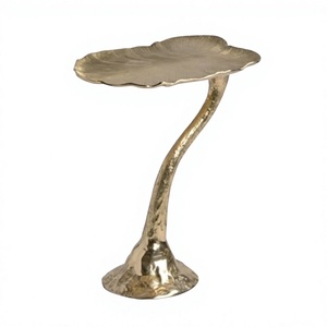 Table console en laiton faite à la main avec base sur piédestal, design éclectique, finition antique, meubles de salon - Product Image 1