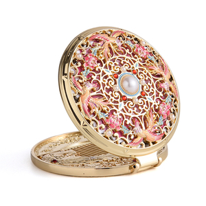 Customized Portable Round Single Side Hollow Out Fold Pocket <b>Compact</b> <b>Mirror</b> with Hair Comb - Product Image 5