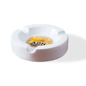 White Round Creative Promotional Custom Logo Ceramic Porcelain Ashtray for Sale