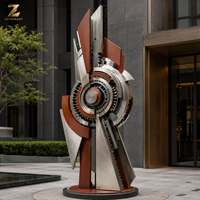 Escultura de Engranajes de Estilo Industrial, Instalación de Arte Geométrico de Acero Inoxidable para Exteriores, para Campus Corporativos, Oficinas, Parques, Plazas Públicas