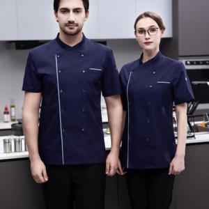 <span class=keywords><strong>Veste</strong></span> <span class=keywords><strong>de</strong></span> Chef d'été à Manches Courtes pour Restaurant et Bar, Uniforme <span class=keywords><strong>de</strong></span> <span class=keywords><strong>Cuisine</strong></span> pour Hôtel, <span class=keywords><strong>Veste</strong></span> <span class=keywords><strong>de</strong></span> Chef Bleu Clair - Product Image 1