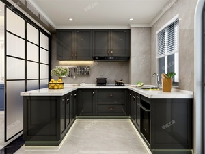 Luxo estilo italiano cozinha armários madeira maciça Design moderno com ilha & Shaker armário portas conjunto completo