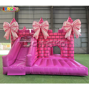 Château gonflable rose avec toboggan, château gonflable commercial pour fête, mariage, forteresse de princesse - Product Image 1