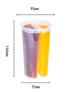 Taza dividida doble de plástico PP de 700ml, doble sabor de taza de bebida de jugo de té de burbujas Boba de 90mm, tapa impresa con logotipo personalizado compartida para <span class=keywords><strong>dos</strong></span> <span class=keywords><strong>personas</strong></span> - Product Image 5