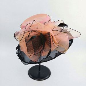 Chapeaux d'église élégants en sinamay pour femmes, ornés de plumes, pour la décoration ou les fêtes, adultes, couleur unie, KT-1635 - Product Image 3