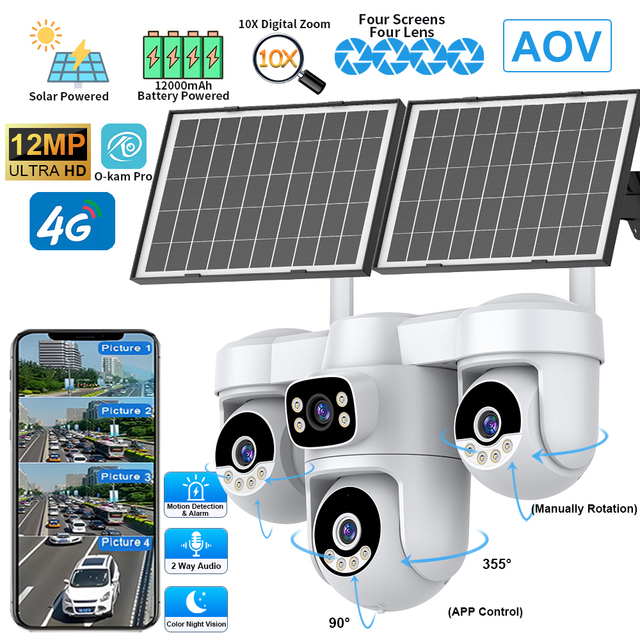 12MP AI Auto Tracking PTZ Outdoor Security Camera with WiFi 720 View IP67 Waterproof Night Vision Human Motion Tracking