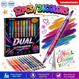 Marcadores Metálicos de Doble Punta con Purpurina, 9/12 Colores, Superventas, para Estudiantes, Manualidades, Dibujo, Juego Brillante - Product Image 1