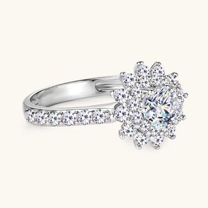 Lead-free Snowflake Imitation Moissanite or 5A Zircon Ring for Women Trendy Jewelry Wholesale Copper Brass Jewellery - Product Image 4