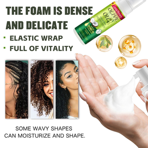 Huile à forte tenue <span class=keywords><strong>Perruque</strong></span> bouclée <span class=keywords><strong>Mousse</strong></span> pour cheveux <span class=keywords><strong>Olive</strong></span> Unisexe Huile de coiffure <span class=keywords><strong>Mousse</strong></span> Tenir les cheveux Protection anti-reflets Caractéristique bouclée - Product Image 2