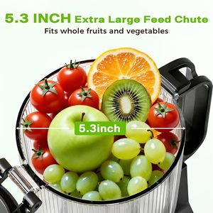 Extracteur <span class=keywords><strong>de</strong></span> jus à froid, machines à jus avec <span class=keywords><strong>goulotte</strong></span> d'alimentation large <span class=keywords><strong>de</strong></span> 5,3 pouces, extracteur <span class=keywords><strong>de</strong></span> jus lent pour un rendement élevé avec des fruits entiers - Product Image 2
