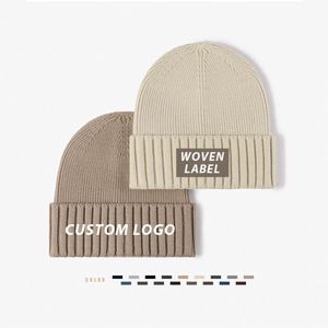 Custom Logo Acrylic Cotton Soft Knitted Hats Warm Winter <b>Beanie</b> for Men Women - Product Image 1