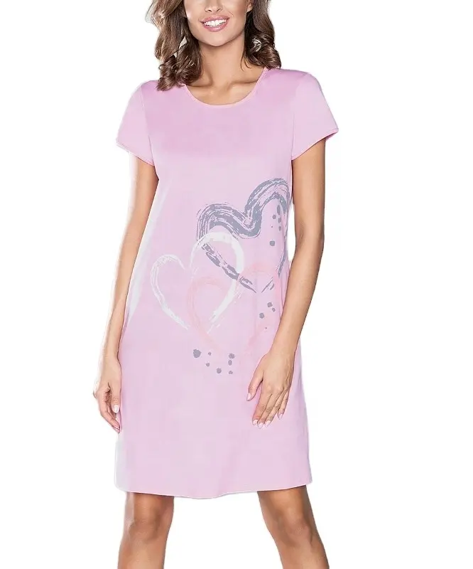 Camisón con estampado de corazón para mujer, ropa de dormir informal, para el hogar, de algodón