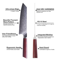 Ensemble de couteaux de chef en acier damas de qualité supérieure OEM, 5 pièces, manche G10, ensemble de couteaux de cuisine ultra-affûtés pour la cuisine à domicile
