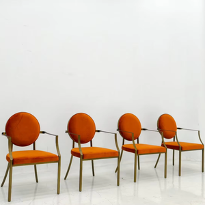 <span class=keywords><strong>Fauteuil</strong></span> en métal rembourré de luxe moderne avec dossier, chaise de salle à manger élégante pour la maison, coin repas, villa, boutique, café, salon - Product Image 5