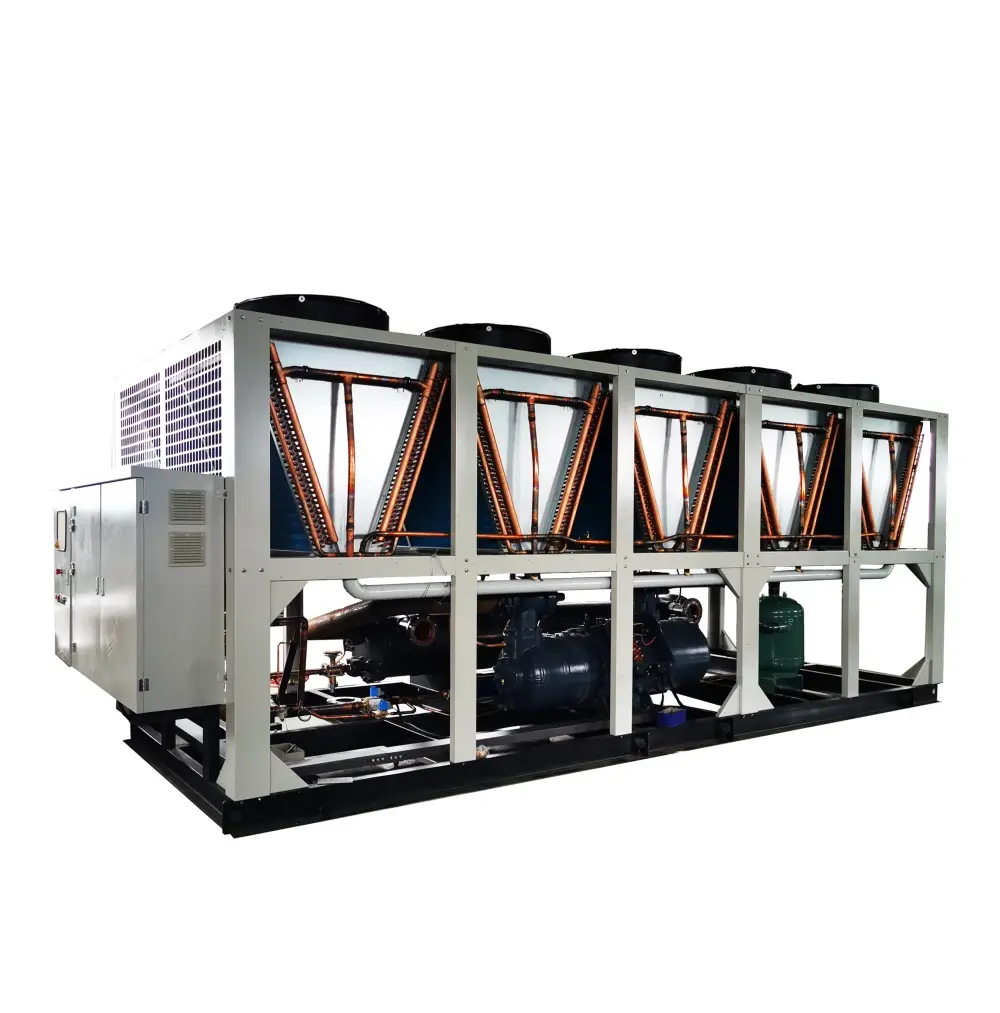 50 KW 150KW 200 Kw Refrigeration Equipment Ice Rink Food Industry Air Cooled Glycol Chiller