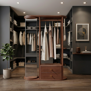 Modern Wood <b>Coat</b> Rack <b>with</b> 4 <b>Hooks</b> and 2 <b>Shelves</b> Freestanding Storage for Bedroom Living Room Furniture Midcentury Design - Product Image 4