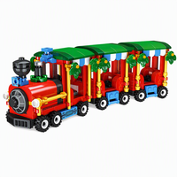 Set de Bloques de Construcción de Tren Navideño Personalizado de 385 Piezas, Juguete de Construcción de Locomotora de Vapor 3D DIY, Ladrillos STEM, Marca Privada OEM