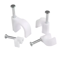 Clip de câble rond en plastique PE blanc de haute qualité avec clou en acier, fixation pour gestion de câbles circulaires de 4 à 25 mm pour fixation murale électrique