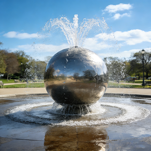 Boules de <span class=keywords><strong>fontaine</strong></span> creuses en acier inoxydable personnalisables en couleur et en taille, éclairées par énergie <span class=keywords><strong>solaire</strong></span>, finition étanche pour la décoration paysagère extérieure - Product Image 4