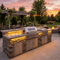 Îlot BBQ modulaire en acier inoxydable 304 avec bac à glace, 4 brûleurs, barbecue à gaz encastré, kit de cuisine extérieure, stock entrepôt USA