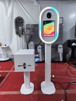 Cabine photo ovale 13 pouces pour iPad avec panneau d'impression pour événements et mariages, avec boîte d'impression intégrée