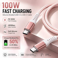 Câble de charge rapide USB-C vers C 5A en nylon tressé personnalisé avec logo KYT 100W 6 pieds pour iPhone 16 Pro Max