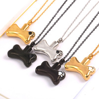 Collier urne funéraire pour animaux de compagnie en acier titane doré, motif os de chien, avec empreinte de patte, pendentif crémation ouvrable et kit de remplissage