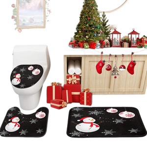 Cortina de Ducha de Poliéster con Diseño de Muñeco de Nieve Negro y Bolas Navideñas, Impresión Digital Personalizada, Impermeable, Venta al Por Mayor - Product Image 5