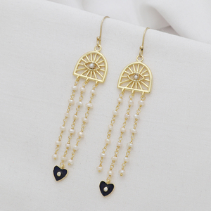 ต่างหู925ทรงหยดน้ำสีเงินสเตอร์ลิงประดับมุกชุบทองหรูหราแนววินเทจ - Product Image 2