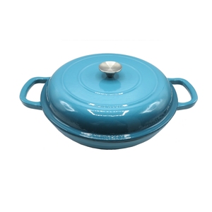 Casserole peu profonde professionnelle <span class=keywords><strong>en</strong></span> <span class=keywords><strong>fonte</strong></span> émaillée de qualité supérieure, style braiseur français, bleu - Product Image 2