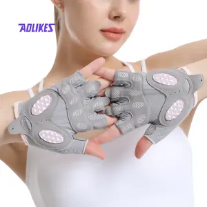 Guantes de medio dedo para gimnasio, protectores de manos para mujer y hombre, con envoltura de muñeca, soporte para Crossfit, entrenamiento, levantamiento de pesas