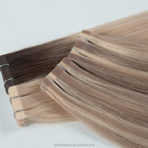 Extensions de cheveux vierges russes en vrac, brun clair, à bandes adhésives, pointes pleines, cheveux humains, extensions à bandes adhésives classiques - Product Image 1