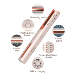Wireless PTC Heating LCD Temperature Display Aluminum Mini <strong>Travel</strong> Flat <strong>Iron</strong> Type C Cordless Rechargeable Curling <strong>Iron</strong> - Product Image 3