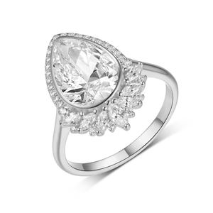 S925 스털링 실버 18K 금 도금 물방울 모양 모이사나이트 럭셔리 여성 웨딩 약혼 반지 4캐럿/8*<span class=keywords><strong>12mm</strong></span> GRA 선물 - Product Image 5