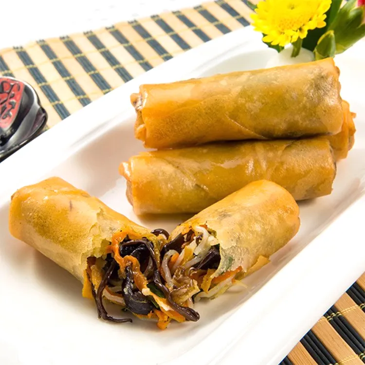 Spring Roll IQF Frozen China, Makanan Instan Goreng Vegetarian Beku Memasak Renyah dengan Halal